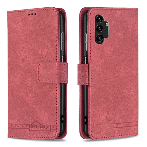 Custodia Portafoglio In Pelle Cover con Supporto B05F per Samsung Galaxy A13 4G Rosso