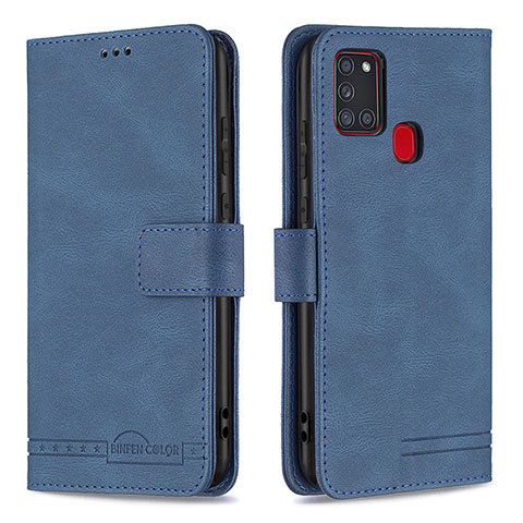 Custodia Portafoglio In Pelle Cover con Supporto B05F per Samsung Galaxy A21s Blu