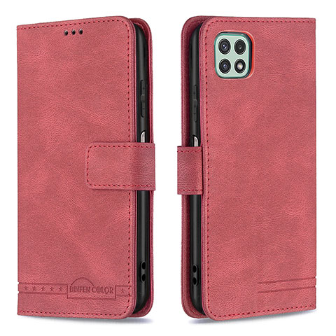 Custodia Portafoglio In Pelle Cover con Supporto B05F per Samsung Galaxy A22 5G Rosso