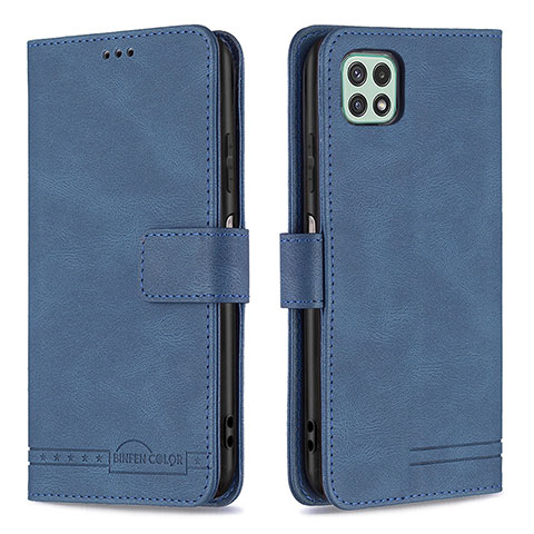 Custodia Portafoglio In Pelle Cover con Supporto B05F per Samsung Galaxy A22s 5G Blu