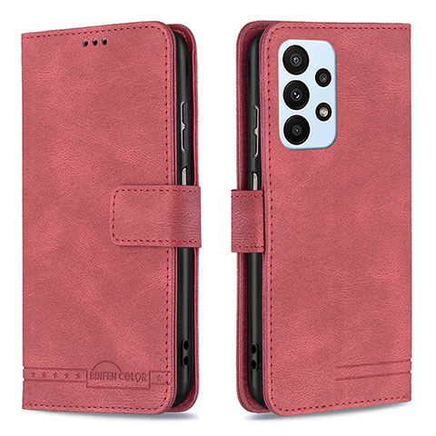 Custodia Portafoglio In Pelle Cover con Supporto B05F per Samsung Galaxy A23 4G Rosso