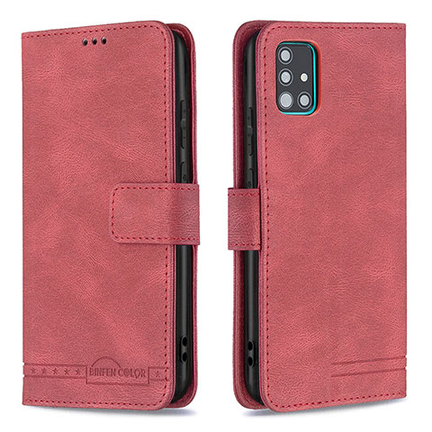 Custodia Portafoglio In Pelle Cover con Supporto B05F per Samsung Galaxy A51 5G Rosso