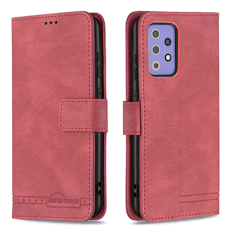 Custodia Portafoglio In Pelle Cover con Supporto B05F per Samsung Galaxy A72 4G Rosso