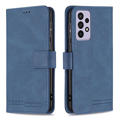 Custodia Portafoglio In Pelle Cover con Supporto B05F per Samsung Galaxy A73 5G Blu