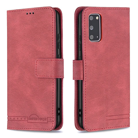 Custodia Portafoglio In Pelle Cover con Supporto B05F per Samsung Galaxy S20 Rosso