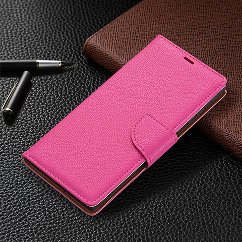 Custodia Portafoglio In Pelle Cover con Supporto B05F per Samsung Galaxy S21 Ultra 5G Rosa Caldo