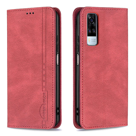 Custodia Portafoglio In Pelle Cover con Supporto B05F per Vivo Y51 (2021) Rosso