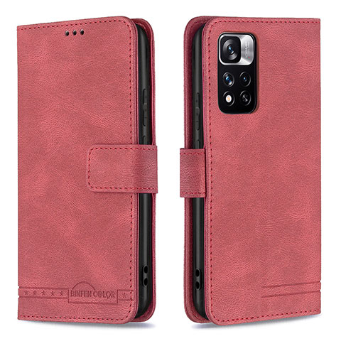 Custodia Portafoglio In Pelle Cover con Supporto B05F per Xiaomi Mi 11i 5G (2022) Rosso