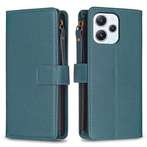 Custodia Portafoglio In Pelle Cover con Supporto B05F per Xiaomi Redmi 12 4G Verde