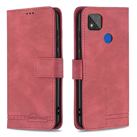 Custodia Portafoglio In Pelle Cover con Supporto B05F per Xiaomi Redmi 9 Activ Rosso