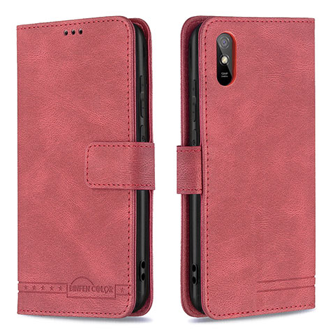 Custodia Portafoglio In Pelle Cover con Supporto B05F per Xiaomi Redmi 9i Rosso