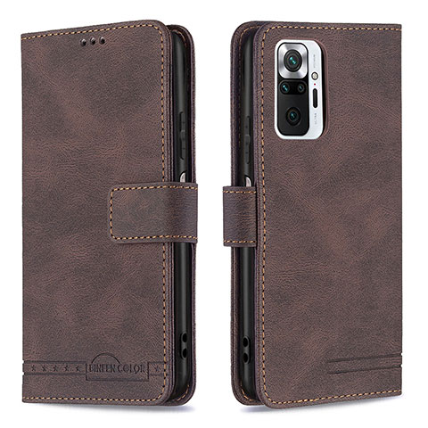 Custodia Portafoglio In Pelle Cover con Supporto B05F per Xiaomi Redmi Note 10 Pro 4G Marrone