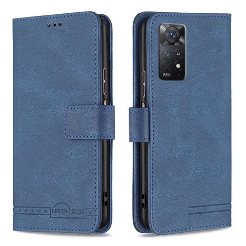 Custodia Portafoglio In Pelle Cover con Supporto B05F per Xiaomi Redmi Note 11 Pro 5G Blu