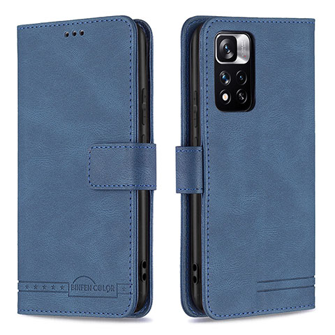 Custodia Portafoglio In Pelle Cover con Supporto B05F per Xiaomi Redmi Note 11 Pro+ Plus 5G Blu