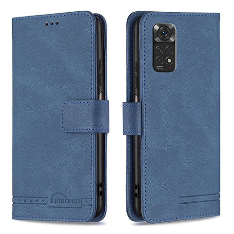 Custodia Portafoglio In Pelle Cover con Supporto B05F per Xiaomi Redmi Note 11S 4G Blu