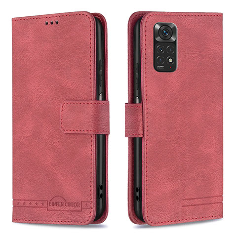 Custodia Portafoglio In Pelle Cover con Supporto B05F per Xiaomi Redmi Note 11S 4G Rosso