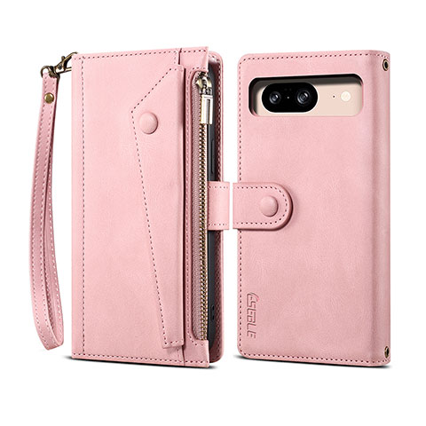 Custodia Portafoglio In Pelle Cover con Supporto B05S per Google Pixel 8 5G Oro Rosa