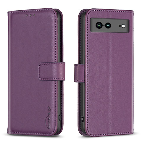 Custodia Portafoglio In Pelle Cover con Supporto B06F per Google Pixel 7a 5G Viola