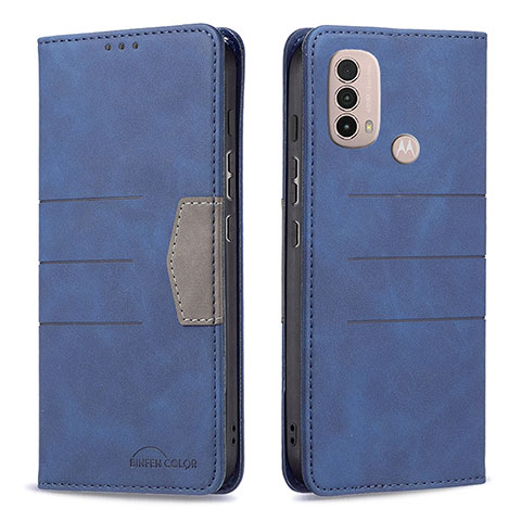 Custodia Portafoglio In Pelle Cover con Supporto B06F per Motorola Moto E30 Blu