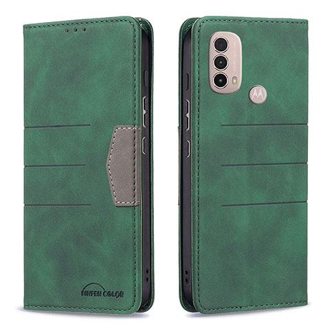 Custodia Portafoglio In Pelle Cover con Supporto B06F per Motorola Moto E30 Verde