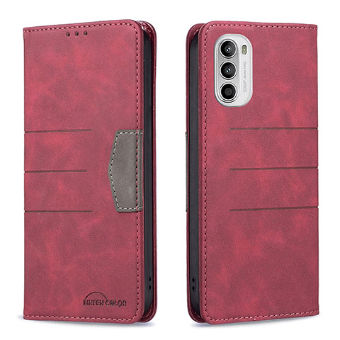 Custodia Portafoglio In Pelle Cover con Supporto B06F per Motorola Moto Edge (2022) 5G Rosso