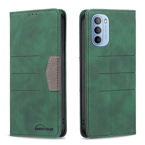 Custodia Portafoglio In Pelle Cover con Supporto B06F per Motorola Moto G31 Verde