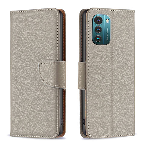 Custodia Portafoglio In Pelle Cover con Supporto B06F per Nokia G21 Grigio