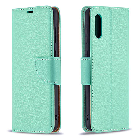 Custodia Portafoglio In Pelle Cover con Supporto B06F per Samsung Galaxy A02 Verde