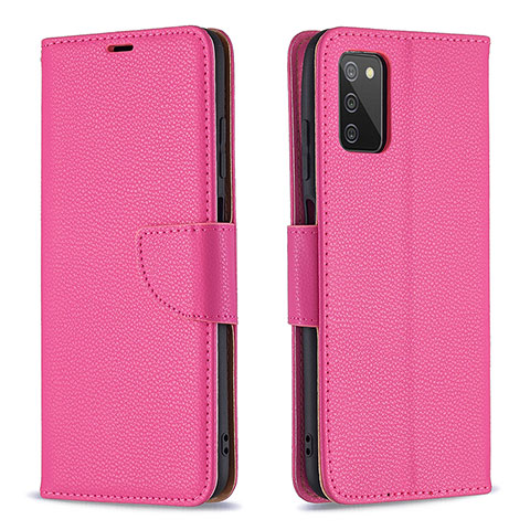 Custodia Portafoglio In Pelle Cover con Supporto B06F per Samsung Galaxy A03s Rosa Caldo