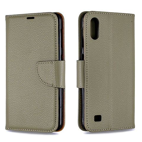 Custodia Portafoglio In Pelle Cover con Supporto B06F per Samsung Galaxy A10 Grigio