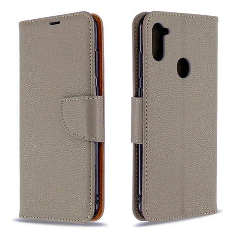 Custodia Portafoglio In Pelle Cover con Supporto B06F per Samsung Galaxy A11 Grigio