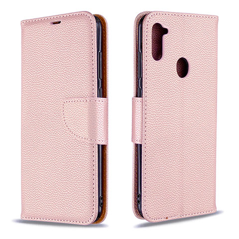 Custodia Portafoglio In Pelle Cover con Supporto B06F per Samsung Galaxy A11 Oro Rosa