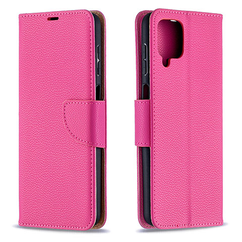 Custodia Portafoglio In Pelle Cover con Supporto B06F per Samsung Galaxy A12 5G Rosa Caldo