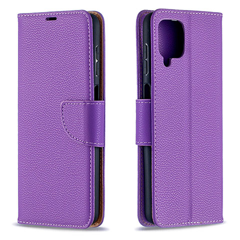 Custodia Portafoglio In Pelle Cover con Supporto B06F per Samsung Galaxy A12 5G Viola