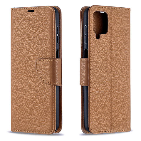 Custodia Portafoglio In Pelle Cover con Supporto B06F per Samsung Galaxy A12 Marrone