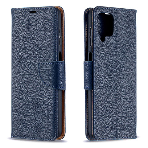 Custodia Portafoglio In Pelle Cover con Supporto B06F per Samsung Galaxy A12 Nacho Blu