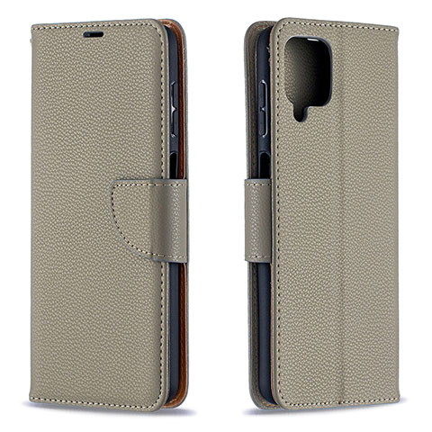 Custodia Portafoglio In Pelle Cover con Supporto B06F per Samsung Galaxy A12 Nacho Grigio