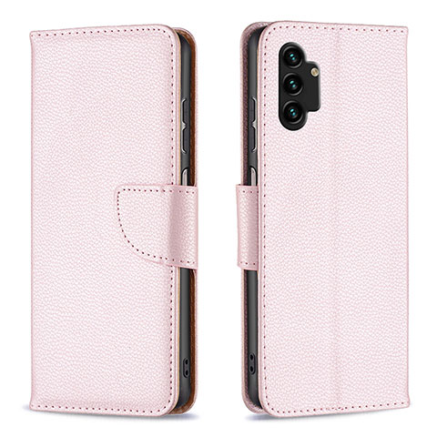 Custodia Portafoglio In Pelle Cover con Supporto B06F per Samsung Galaxy A13 4G Oro Rosa