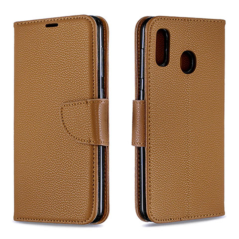 Custodia Portafoglio In Pelle Cover con Supporto B06F per Samsung Galaxy A20 Marrone