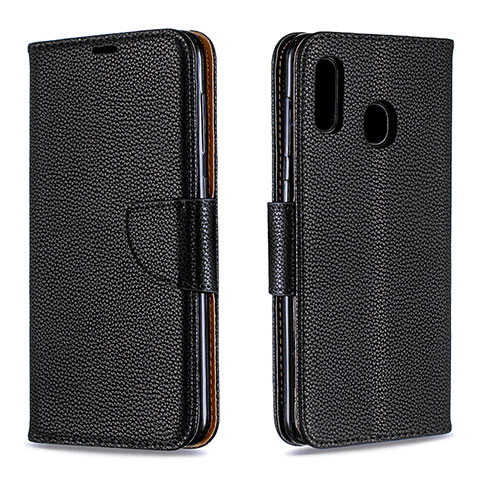 Custodia Portafoglio In Pelle Cover con Supporto B06F per Samsung Galaxy A20 Nero