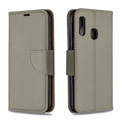 Custodia Portafoglio In Pelle Cover con Supporto B06F per Samsung Galaxy A20e Grigio