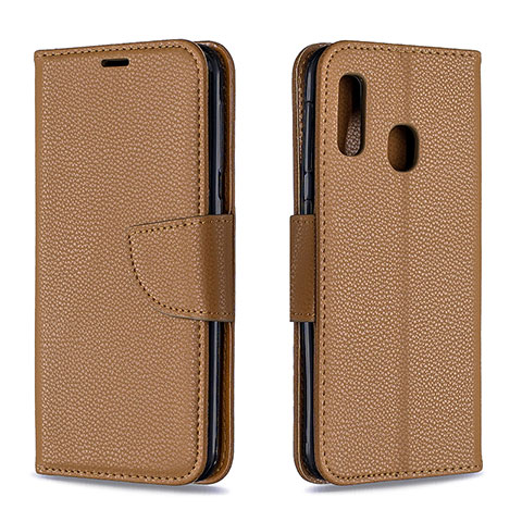 Custodia Portafoglio In Pelle Cover con Supporto B06F per Samsung Galaxy A20e Marrone