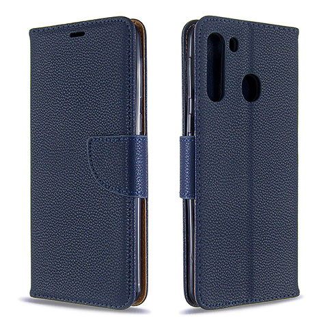 Custodia Portafoglio In Pelle Cover con Supporto B06F per Samsung Galaxy A21 Blu