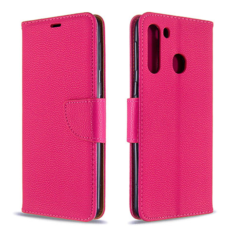 Custodia Portafoglio In Pelle Cover con Supporto B06F per Samsung Galaxy A21 Rosa Caldo