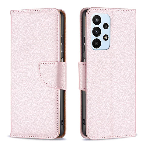 Custodia Portafoglio In Pelle Cover con Supporto B06F per Samsung Galaxy A23 4G Oro Rosa