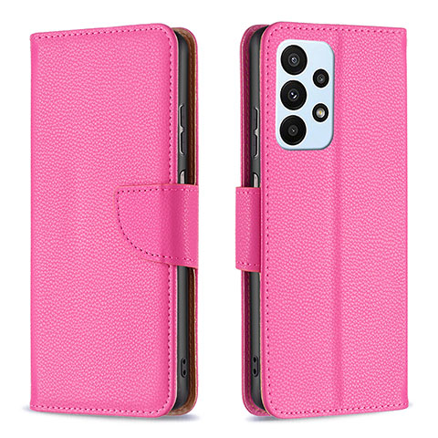 Custodia Portafoglio In Pelle Cover con Supporto B06F per Samsung Galaxy A23 4G Rosa Caldo