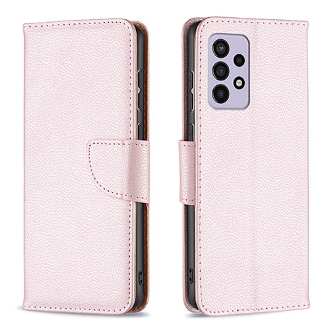 Custodia Portafoglio In Pelle Cover con Supporto B06F per Samsung Galaxy A33 5G Oro Rosa