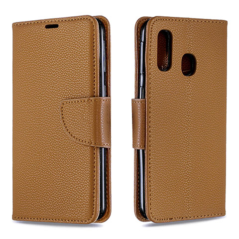 Custodia Portafoglio In Pelle Cover con Supporto B06F per Samsung Galaxy A40 Marrone