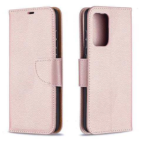 Custodia Portafoglio In Pelle Cover con Supporto B06F per Samsung Galaxy A52 4G Oro Rosa