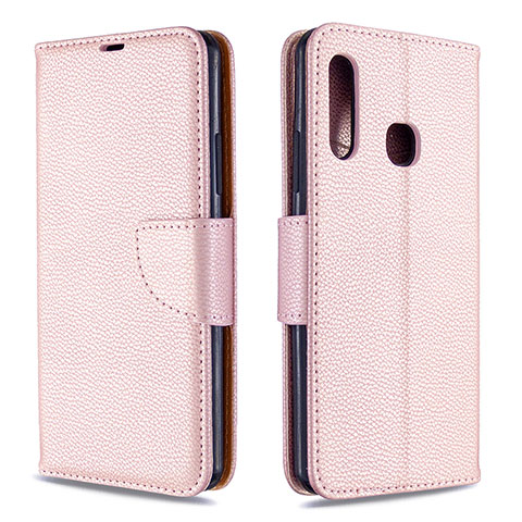 Custodia Portafoglio In Pelle Cover con Supporto B06F per Samsung Galaxy A70E Oro Rosa